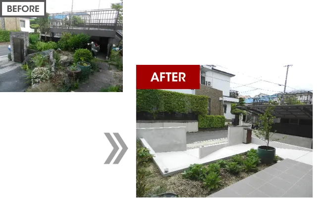 ポーチを30cm延ばしモダンなタイルを上貼りした玄関まわり